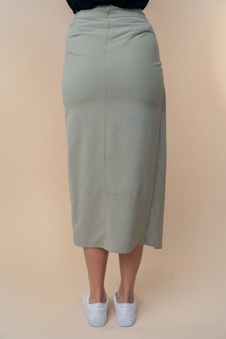 HIGE WAISTED SOLID WOVEN WRAPPED SKIRT