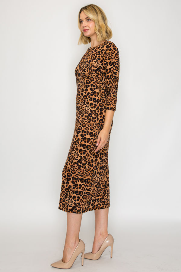 PLUS SIZE MIDI LAYERING DRESS 3/4 SLEEVES-SHVL5806