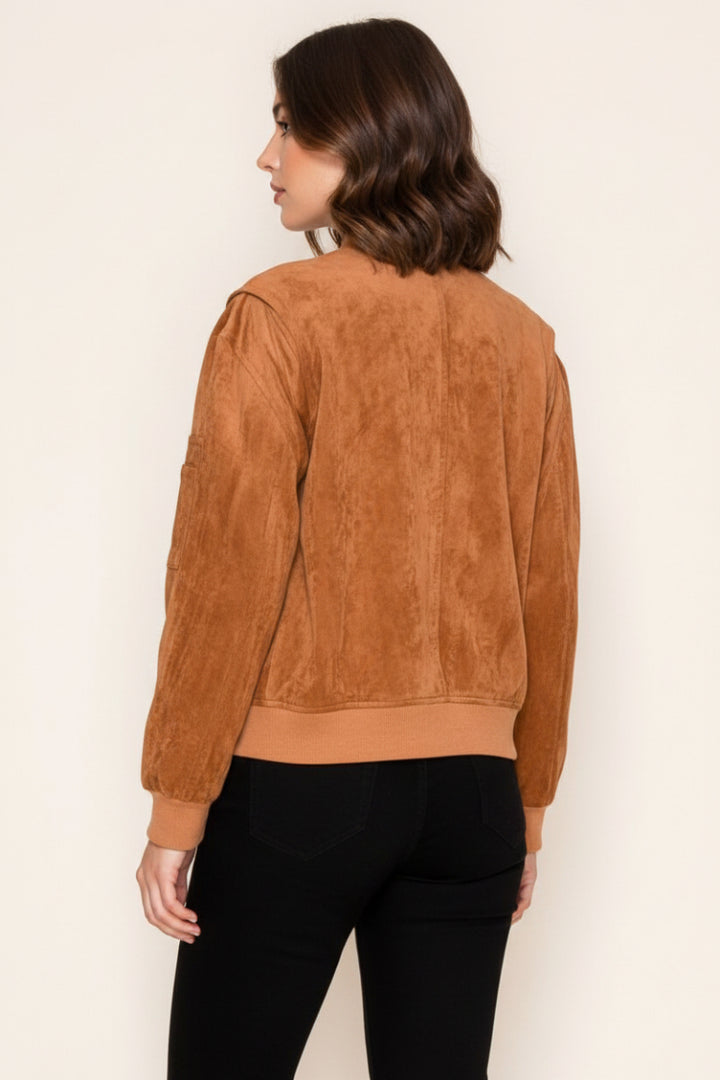 SOLID LONG SLEEVE ZIP-UP JACKET-WBT11147XL