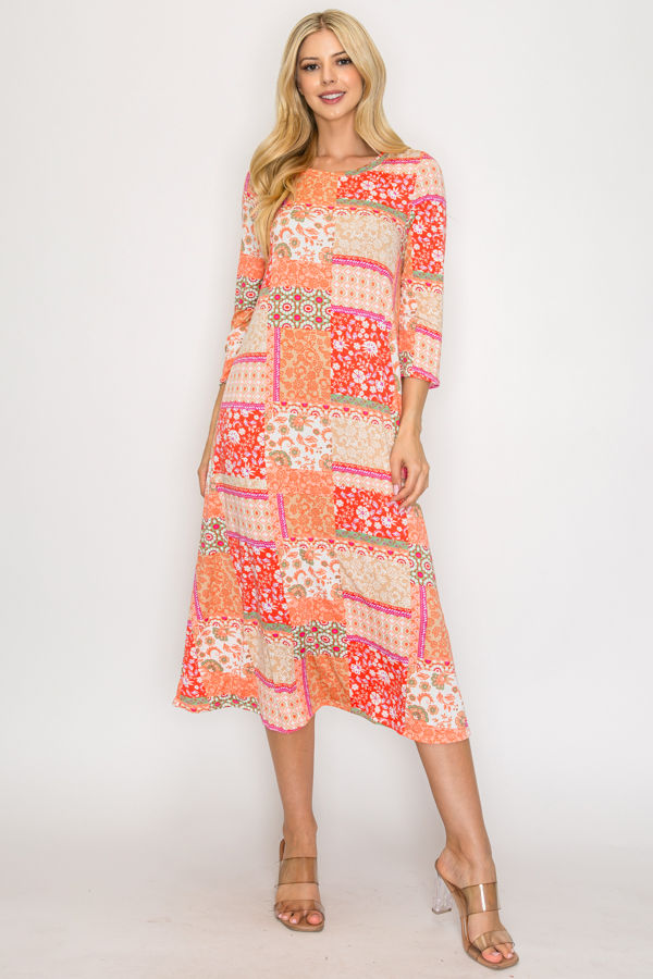 A-LINE MODEST DRESS WITH SIDE POKTES