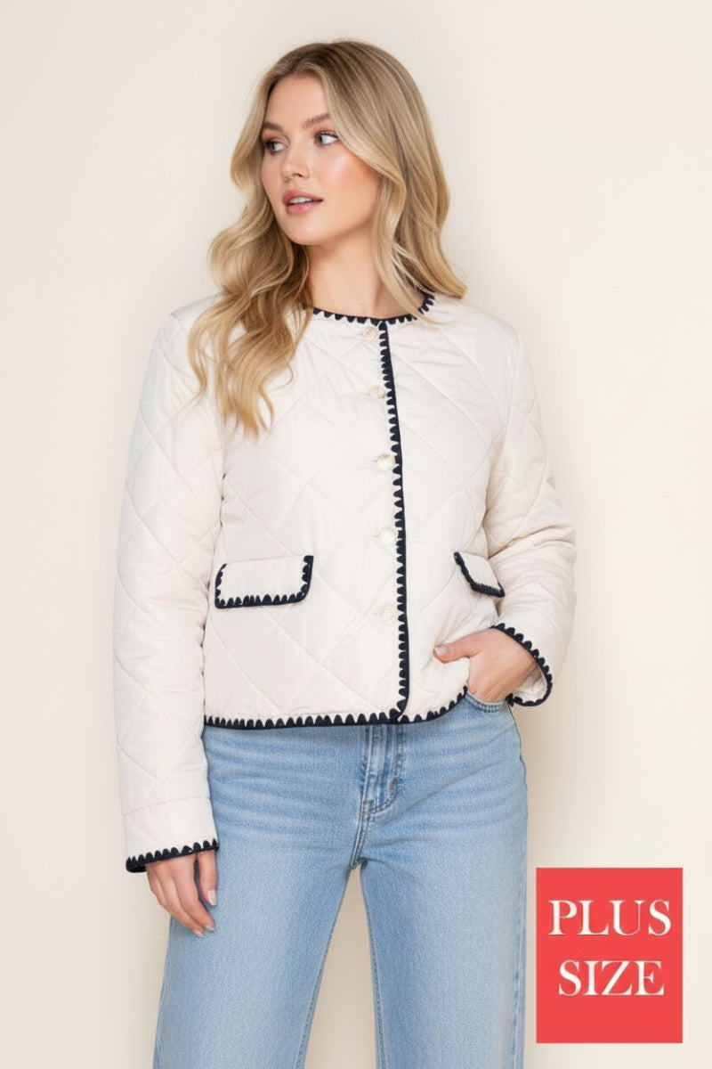 PLUS SIZE BUTTON DOWN LONG SLEEVE JACKET WB11160P