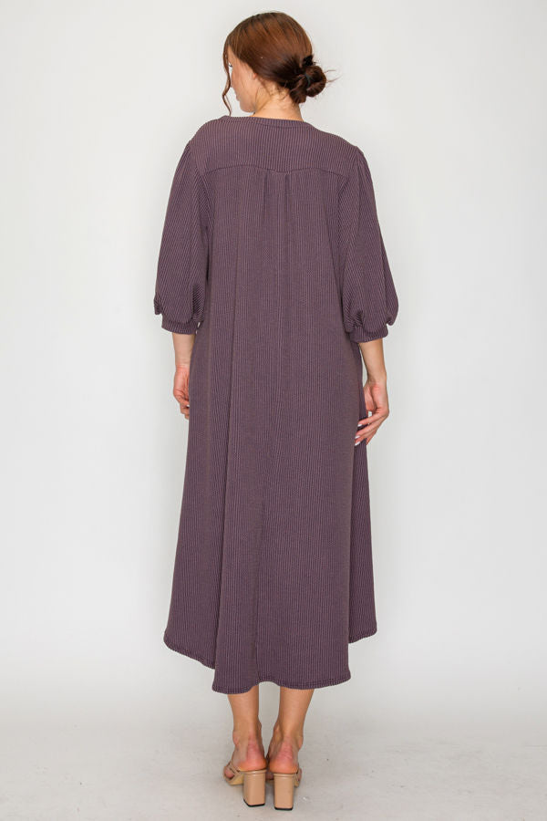 PLUS SIZE CHIC MIDI DRESS WITH BALLOON SLEEVES