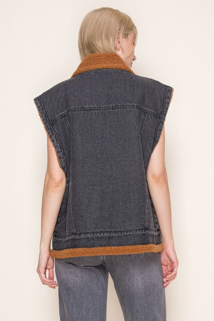 SLEEVELESS DENIM VEST JACKET-WBT11127XL