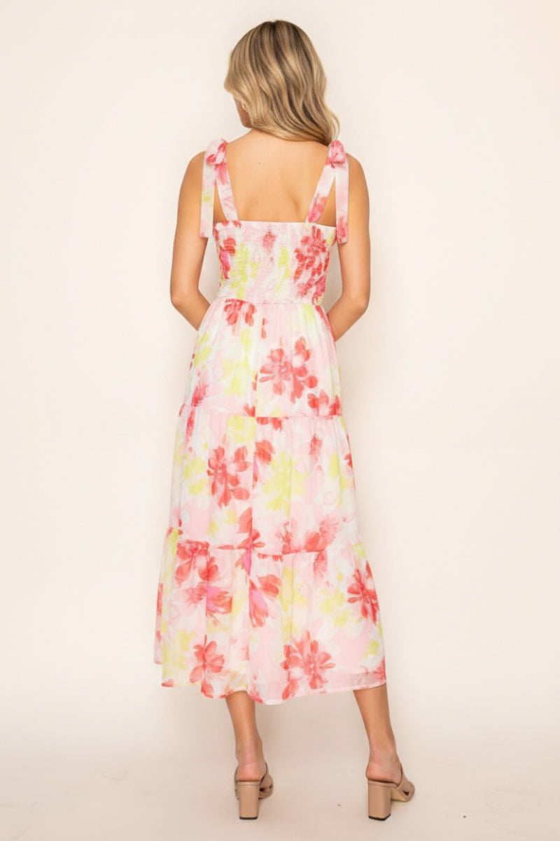 SLEEVELESS FLORAL PRINT MAXI DRESS-WBD90911XL