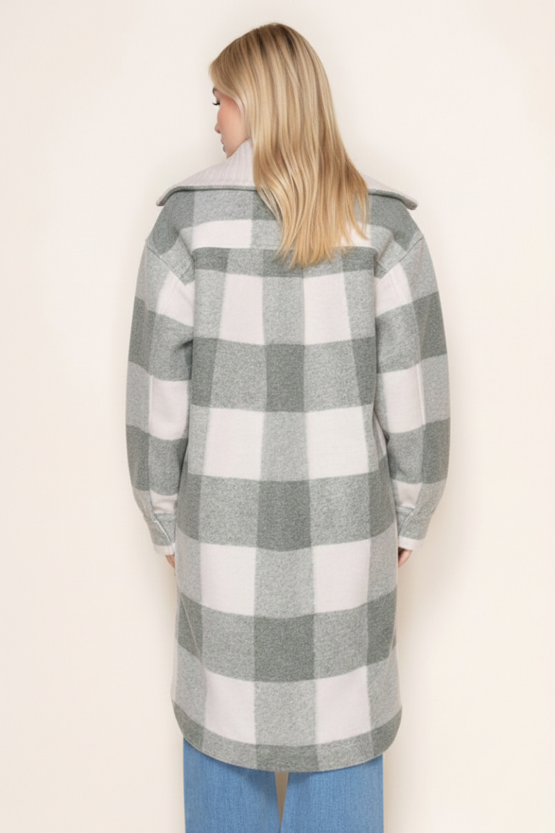 CHECKERED PRINT JACKET WITH FRONT ZIP-UP-WBT11280XL