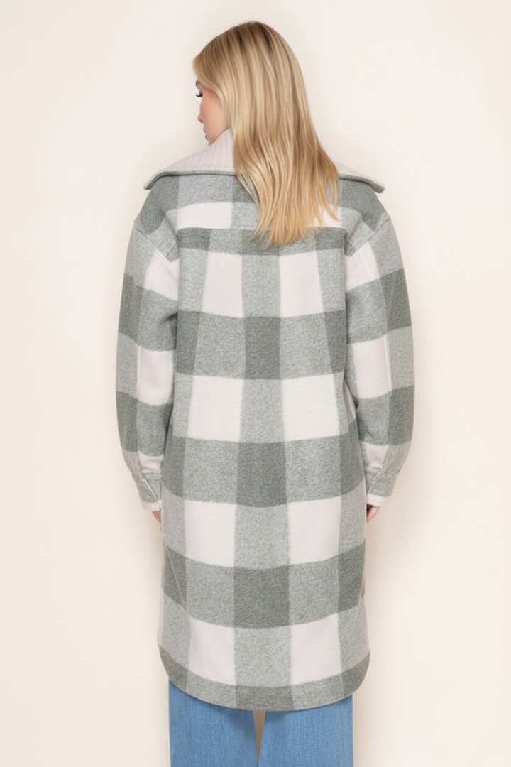 CHECKERED PRINT JACKET WITH FRONT ZIP-UP-WBT11280XL