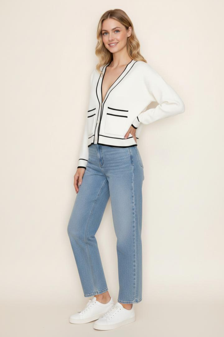 LONG SLEEVE SOLID KNIT CARDIGAN WBT10911XL