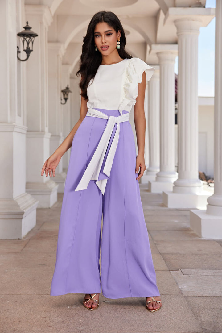 RUFFLED ONE SHOULDER W/WIDE LEG JUMPSUIT CJ33294