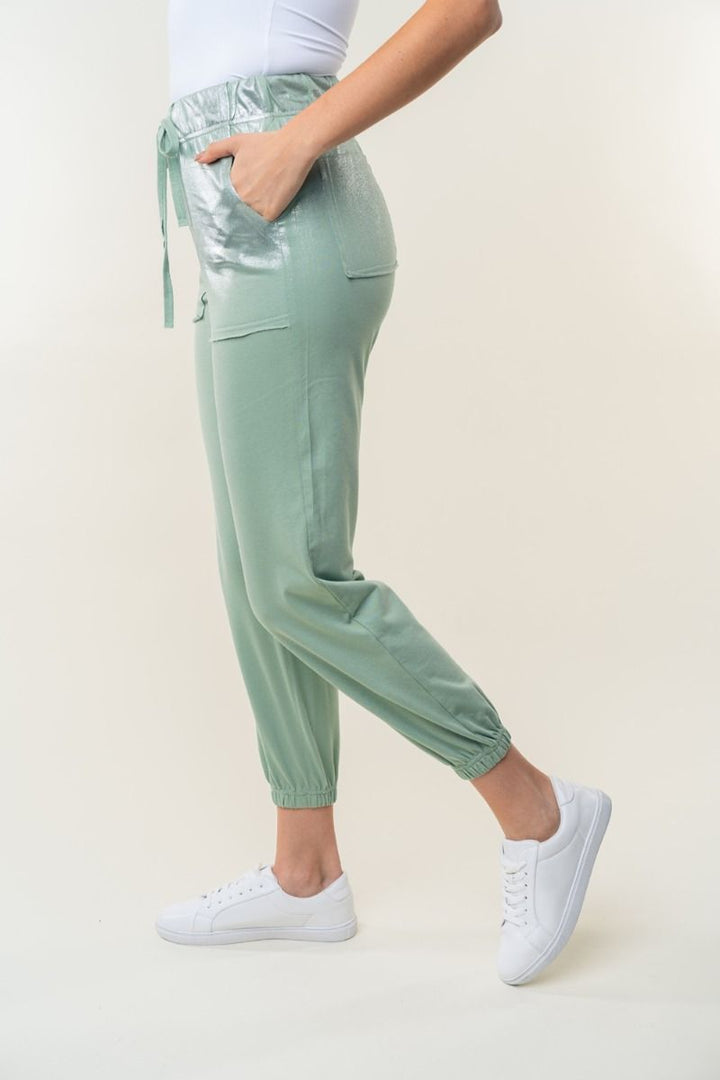 HIGE WAISTED SOLID KNIT JOGGER  PANTS