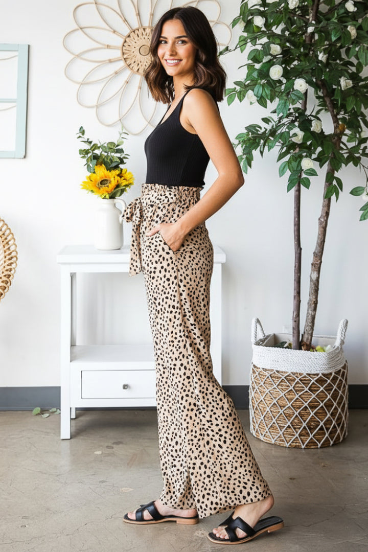 PLUS SIZE ANIMAL PRINT CASUAL PANTS WITH PAPERBAG WAISTBAND-HMEP6700-10