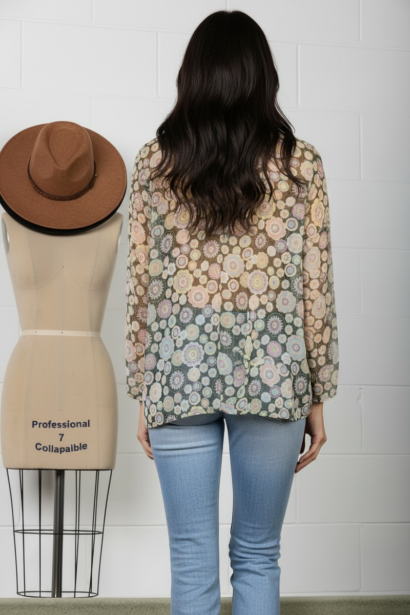 MANDARIN COLLAR SILHOUETTE TOP-T7538-