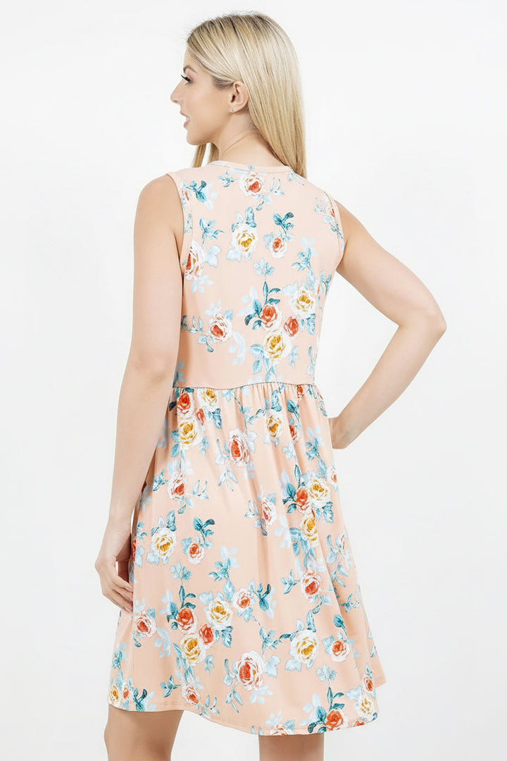 FRONT TIE BOW TANK PLUS SIZE TUNIC DRESS WITH SIDE POCKTES