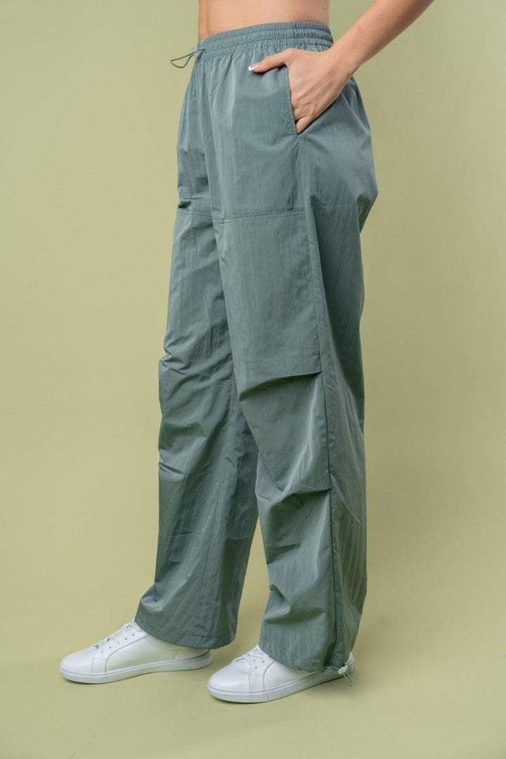 HIGH WAISTED SOLID WINDBREAKER JOGGER