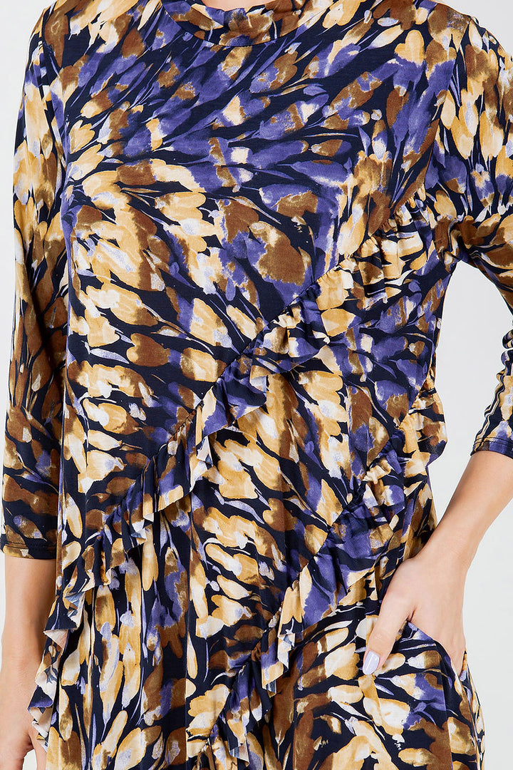 PURPLE MOCK NECK MIDI DRESS W/SIDE POCKET