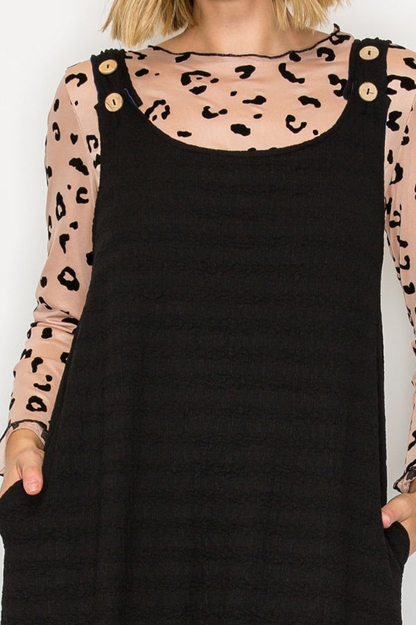 PLUS SIZE JUMPER DRESS FEATURING BUTTON STRAP DETAILS