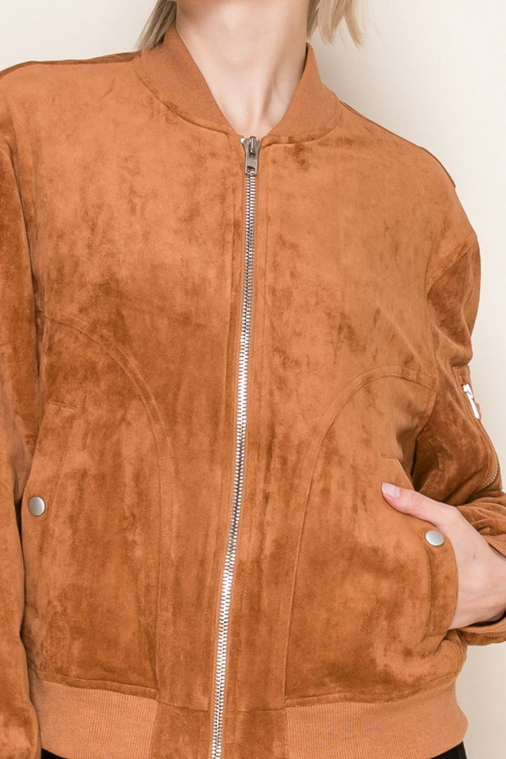 SOLID LONG SLEEVE ZIP-UP JACKET-WBT11147XL