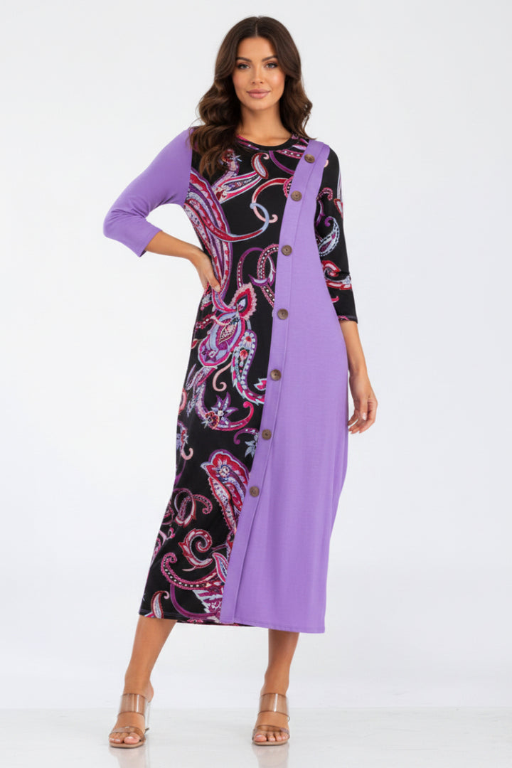 PLUS LILAC AND PAISLEY CONTRAST MIDI-DRESS-CLCD43837