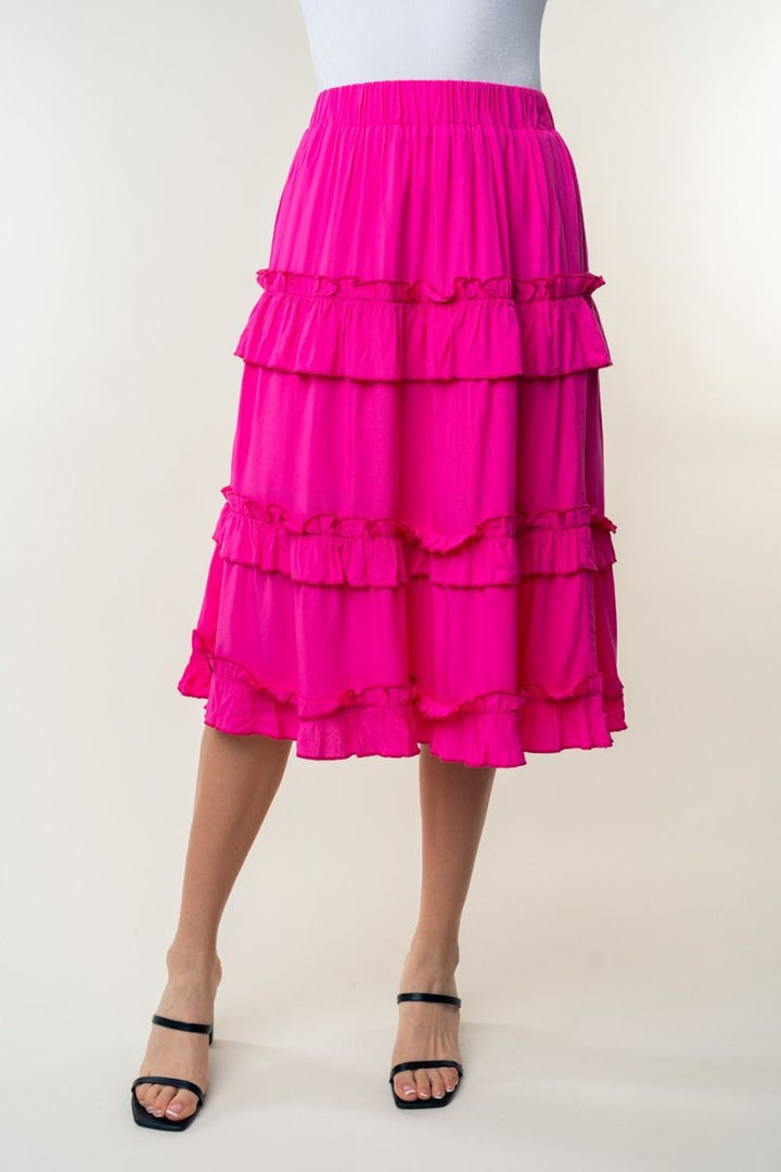 HIGH WAISTED SOLID WOVEN SKIRT