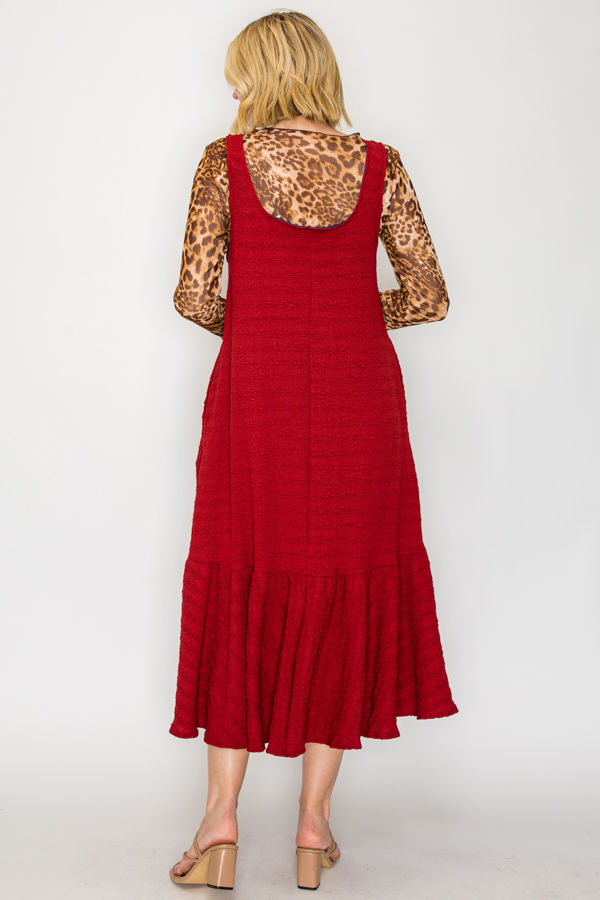 PLUS SIZE JUMPER DRESS FEATURING BUTTON STRAP DETAILS