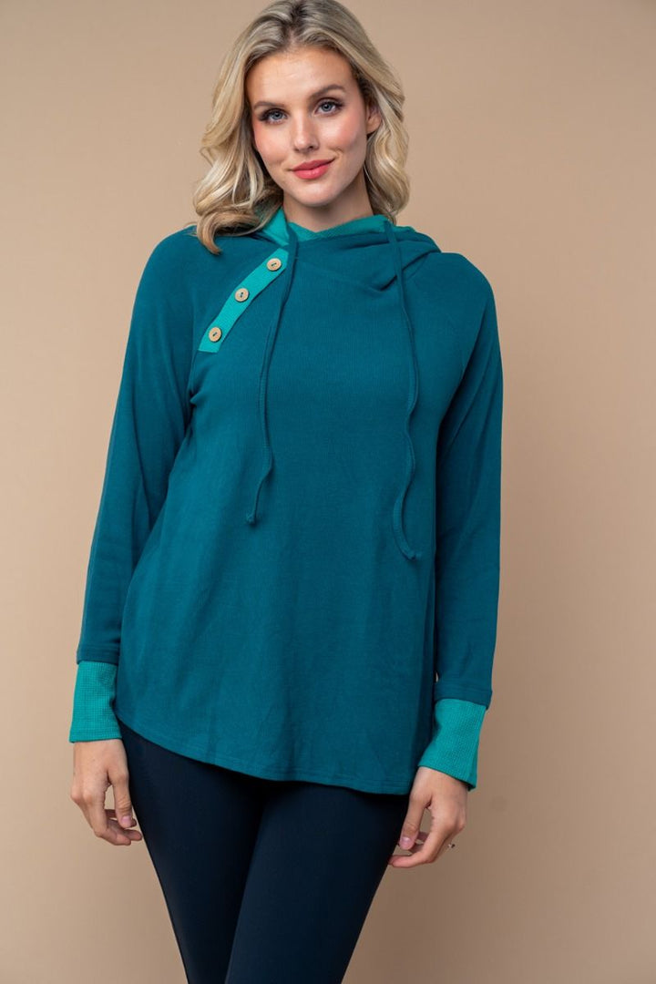 SOLID KNIT TOP WITH A HOOD FEATURING-WBT25677XL