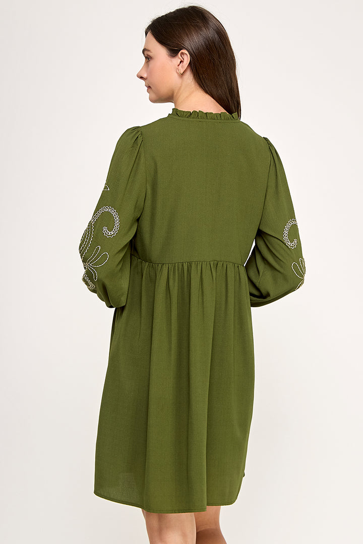 EMBROIDERED LONG SLEEVE DRESS