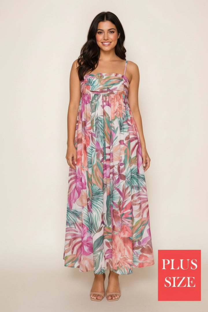 PLUS SIZE SLEEVELESS FLORAL MAXI DRESS-WBD90710P