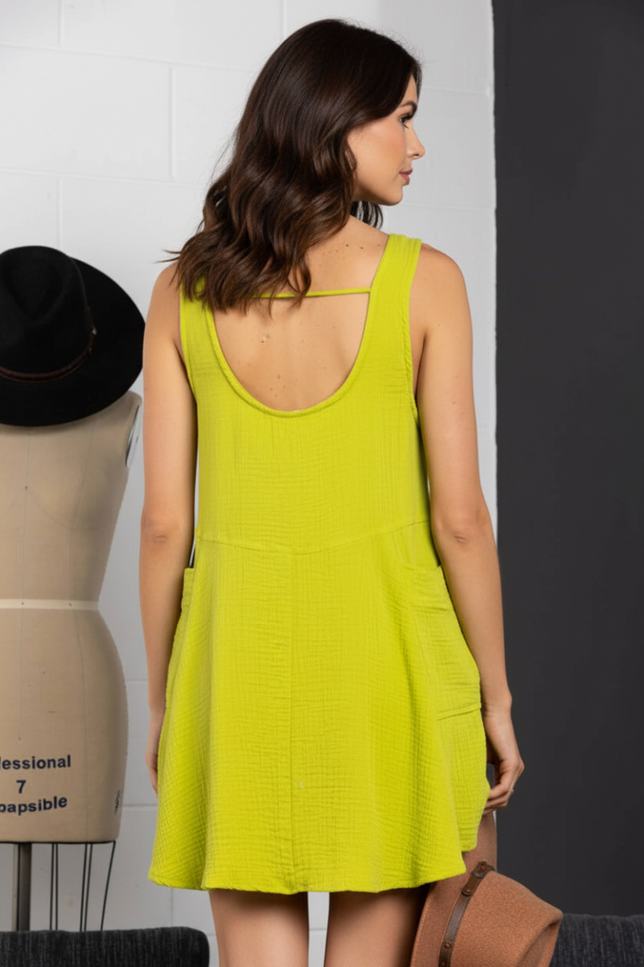 SLEEVELESS SIDE POCKET CAMI MINI DRESS-DC50732SA *