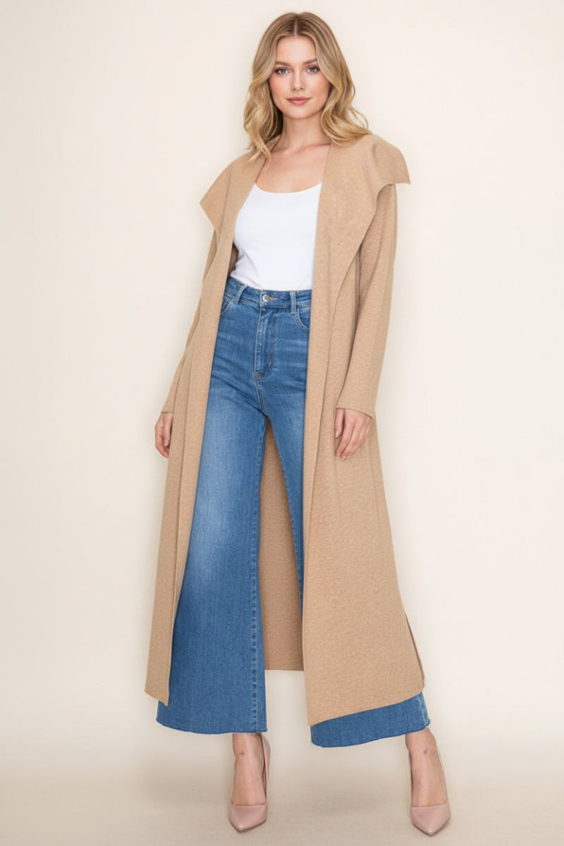 SOLID KNIT JACKET WITH OPEN FRONT-WBT10919