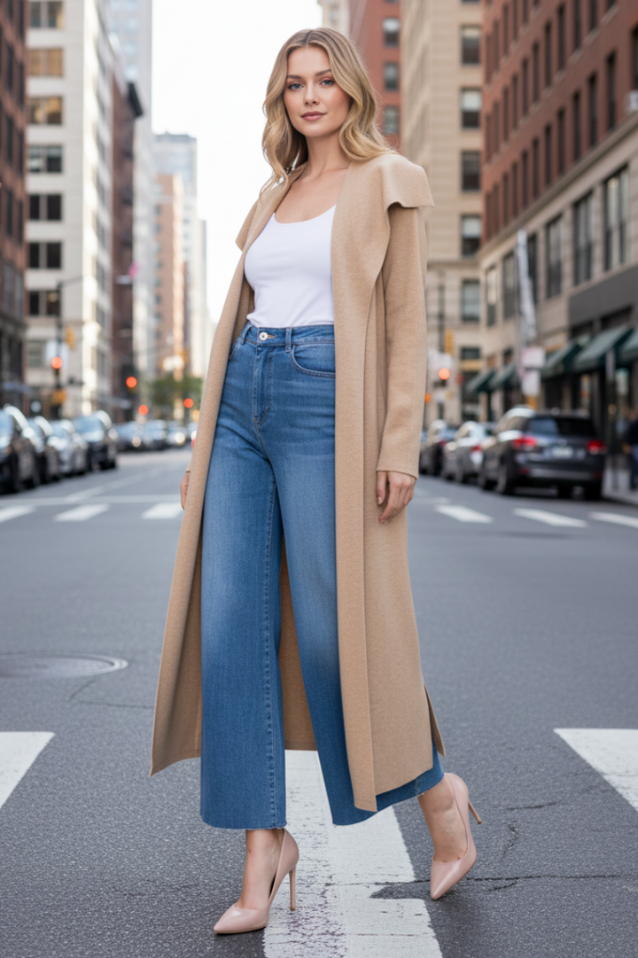 SOLID KNIT JACKET WITH OPEN FRONT-WBT10919