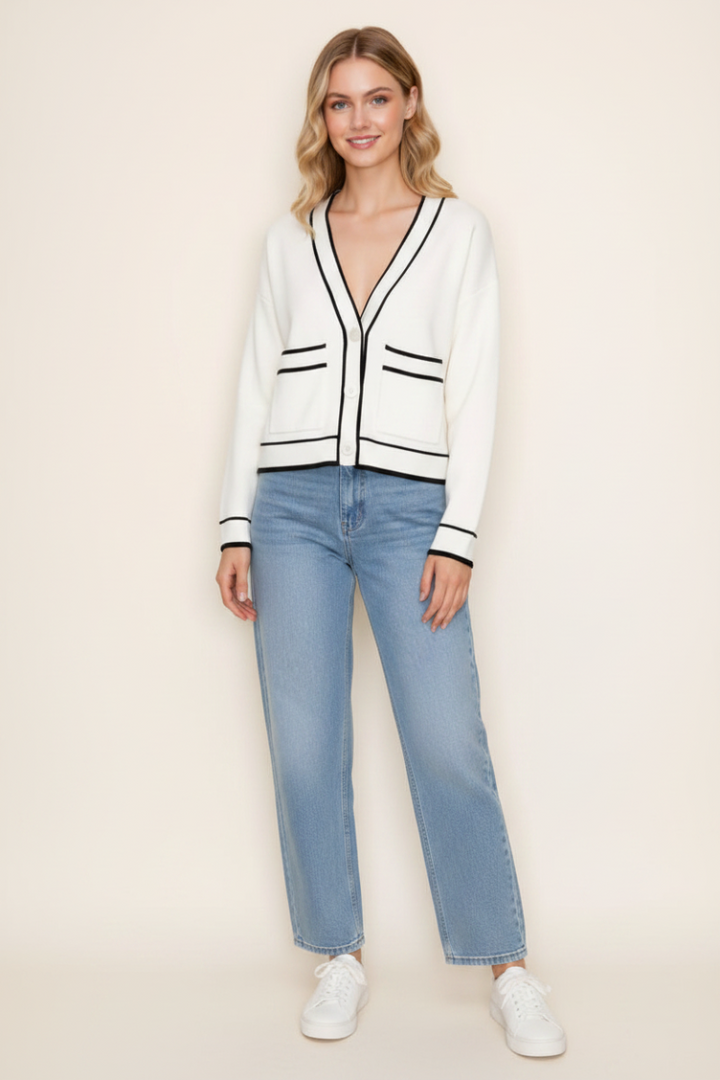 LONG SLEEVE SOLID KNIT CARDIGAN WBT10911XL