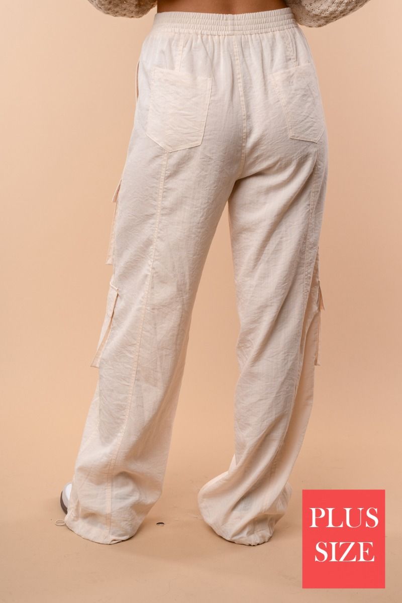 PLUS SIZE HIGH-WAISTED SOLID CARGO PANTS