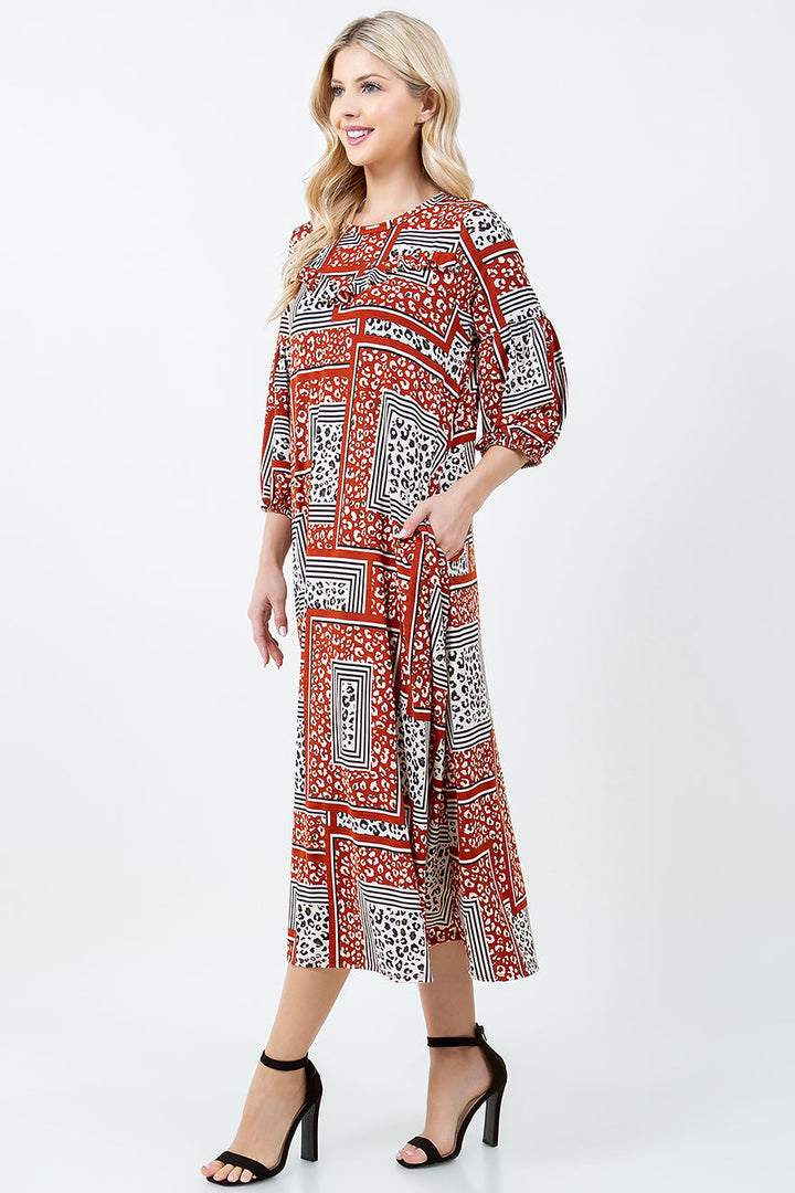 MIDI DRESS WITH SIDE POCKTES