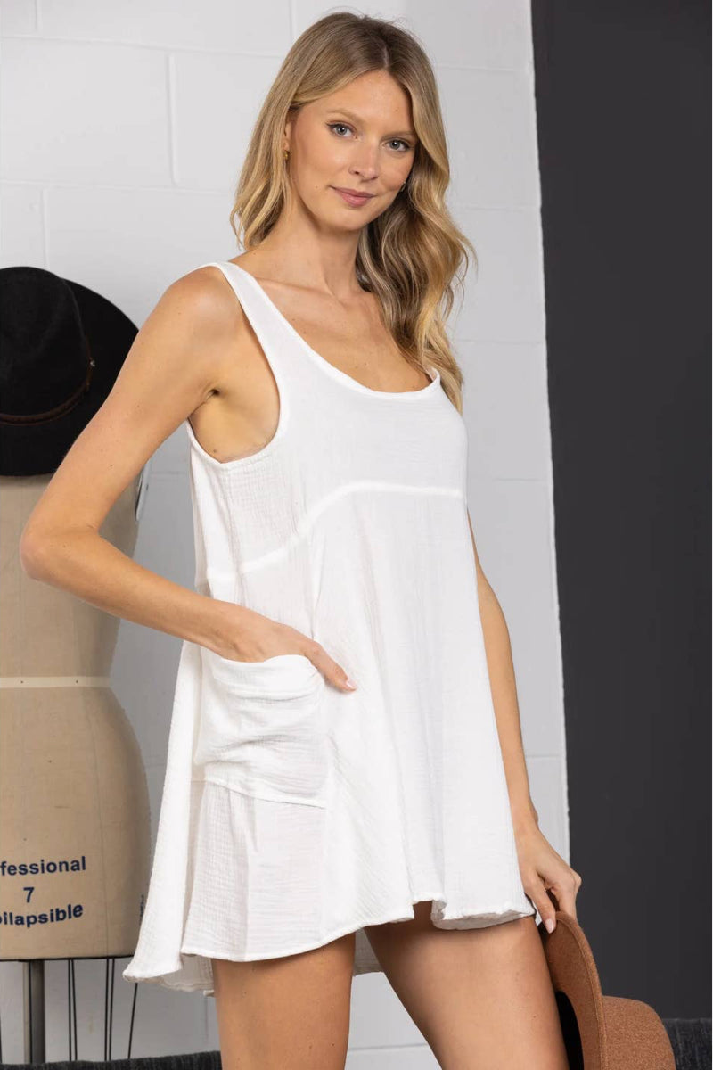 SLEEVELESS SIDE POCKET CAMI MINI DRESS-DC50732SA *