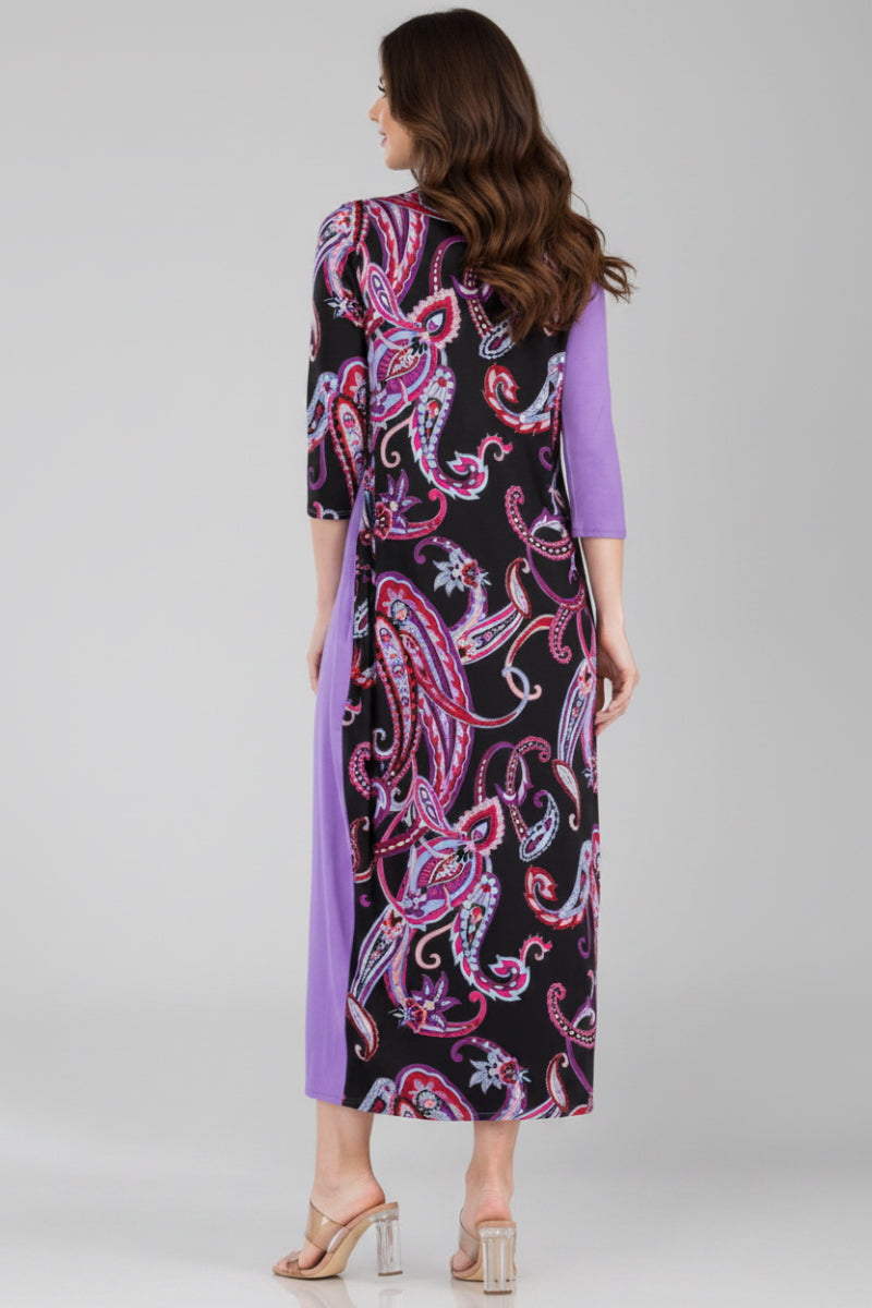 PLUS LILAC AND PAISLEY CONTRAST MIDI-DRESS-CLCD43837
