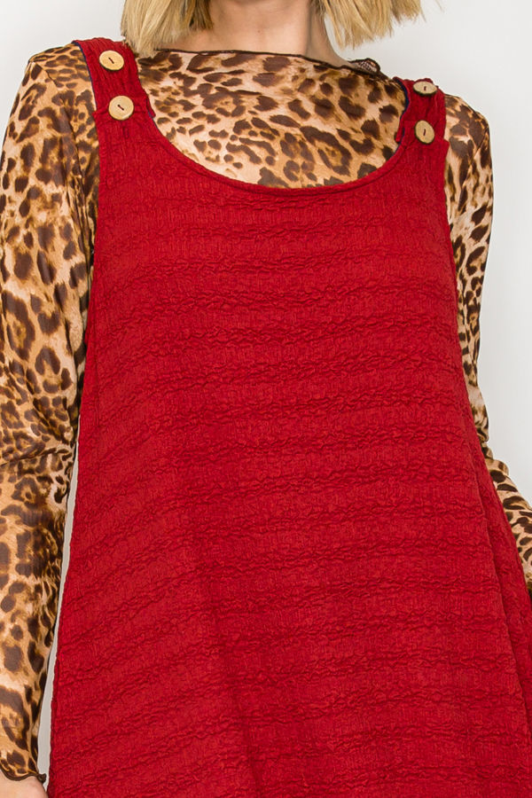 PLUS SIZE JUMPER DRESS FEATURING BUTTON STRAP DETAILS