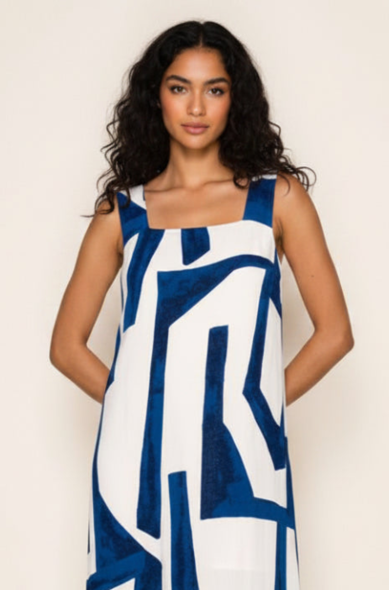 SLEEVELESS GEOMETRIC MAXI DRESS WBD90760XL