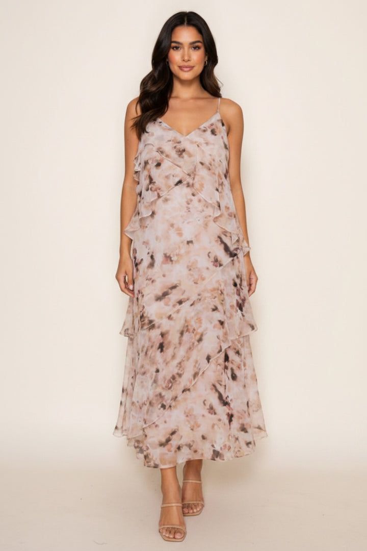 V-NECK RUFFLE MAXI DRESS-WBD90755XL