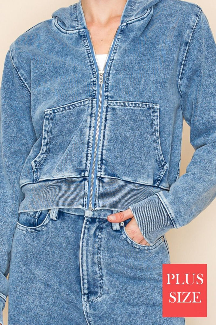 PLUS SIZE LONG SLEEVE DENIM JACKT-WBT10829