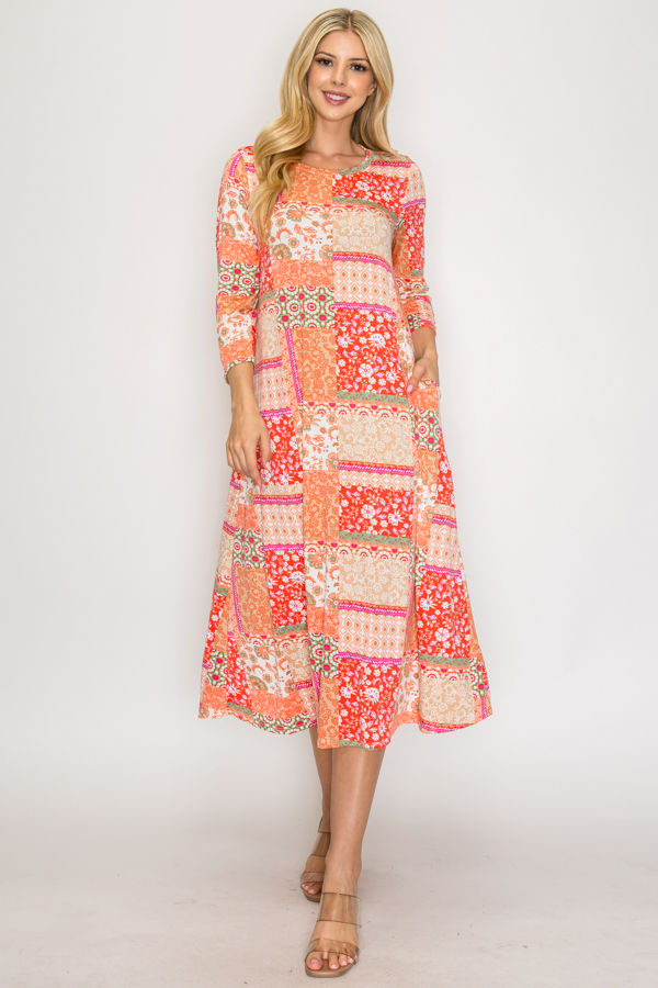 A-LINE MODEST DRESS WITH SIDE POKTES