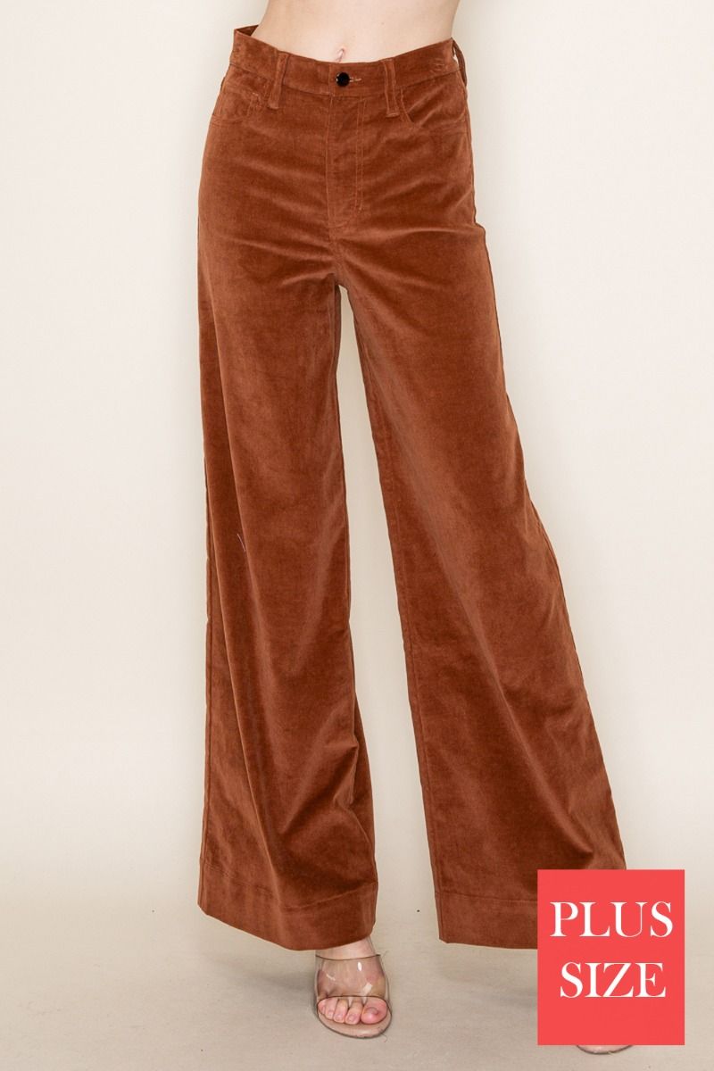 PLUS SIZE HIGH WAISTED SOLID LONG PANTS-WBP80235P