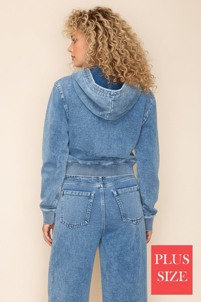PLUS SIZE LONG SLEEVE DENIM JACKT-WBT10829