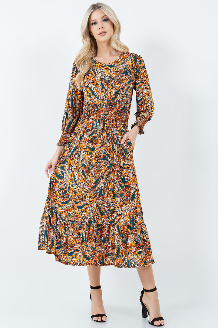 MULTI COLOR MIDI DRESS &SIDE POKKET-SHVL5939