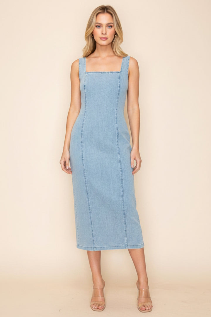 SLEEVELESS DENIM MIDI DRESS WBD90763XL