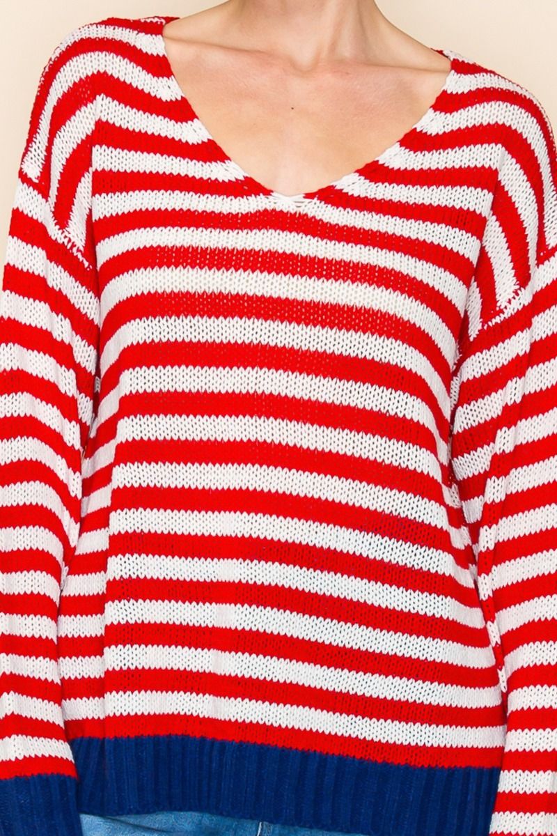 LONG SLEEVE STRIPED KNIT SWEATR