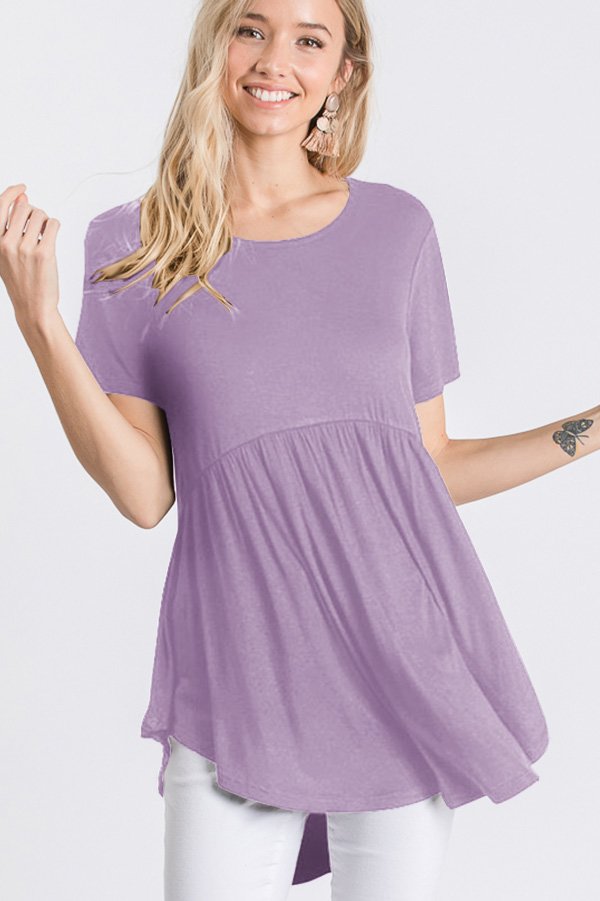 NAVY SHORT SLEEVES BABYDOLL TUNIC TOP HMST1518S