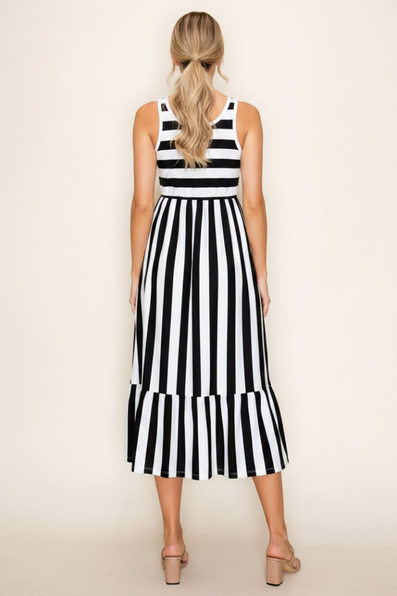 SLEEVELESE STRIPED MIDI DRESS WBD90864XL