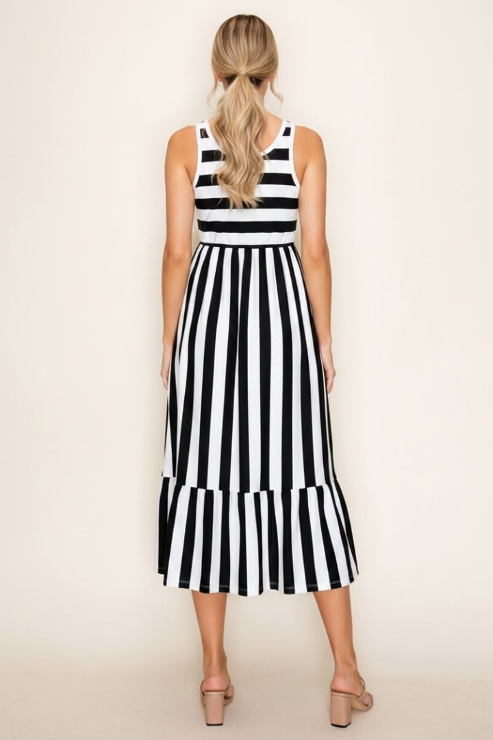 SLEEVELESE STRIPED MIDI DRESS WBD90864XL