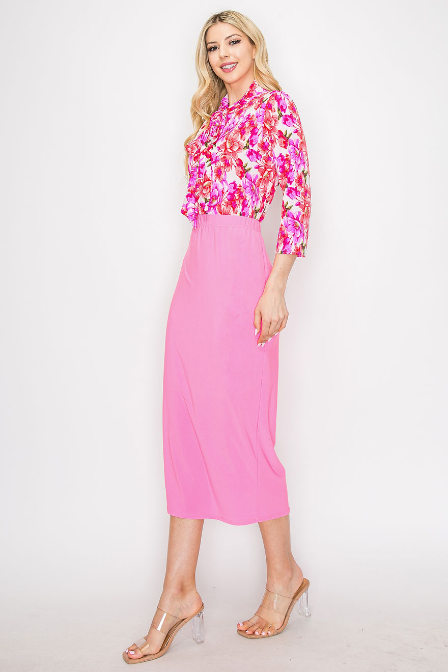 TIE-NECK 3/4 SLEEVES MODEST TUNIC TOP-SHB58544