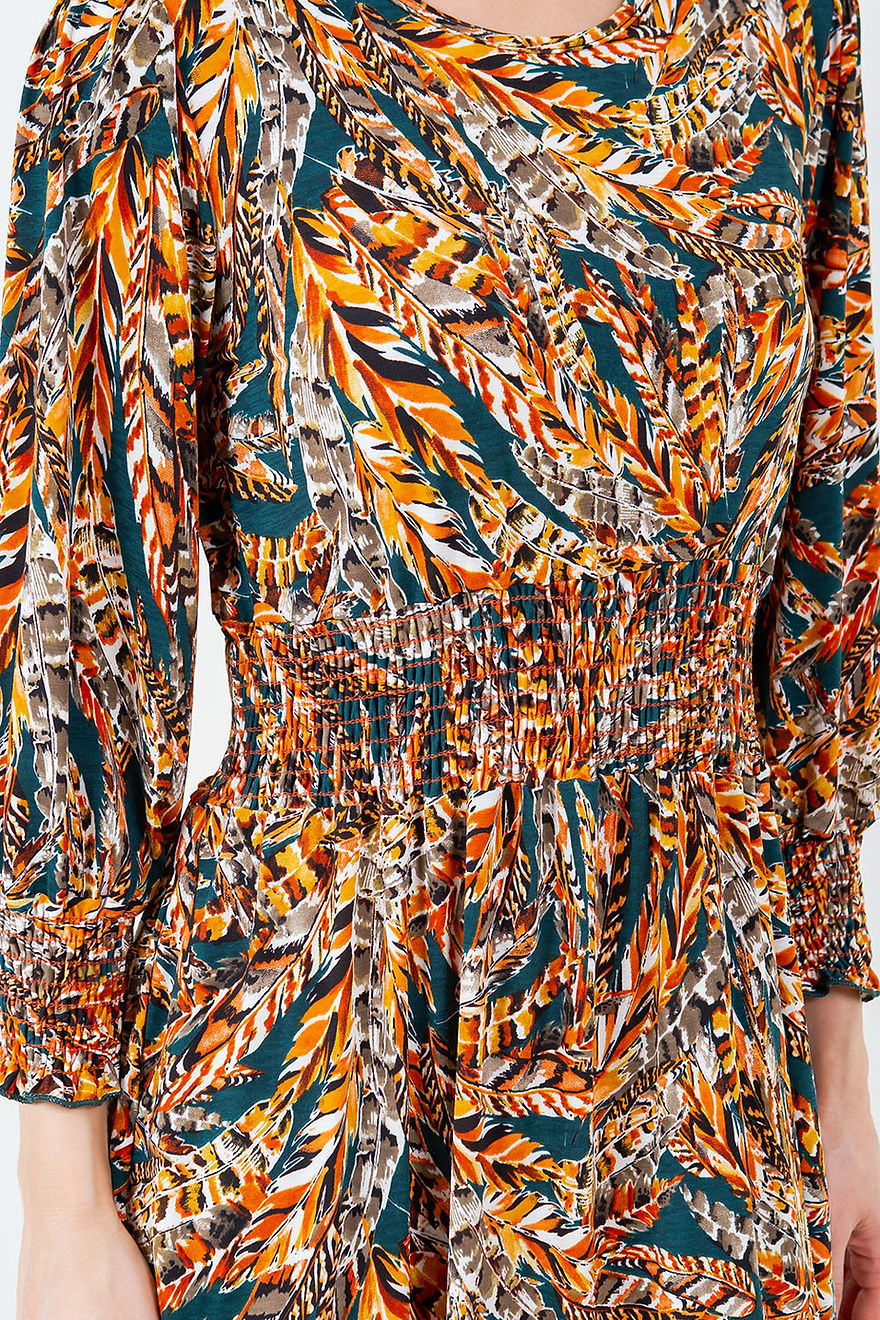 MULTI COLOR MIDI DRESS &SIDE POKKET-SHVL5939