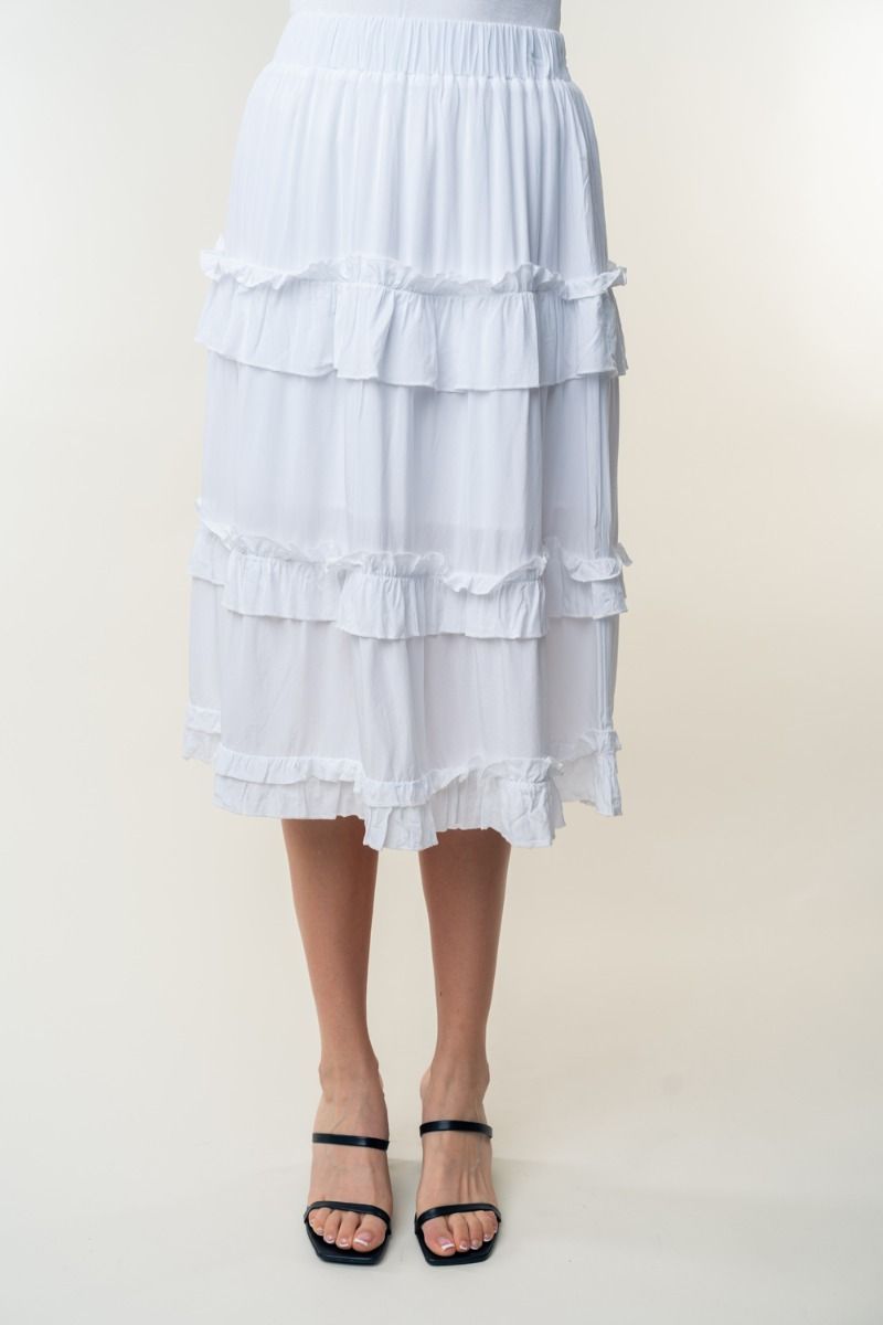 HIGH WAISTED SOLID WOVEN SKIRT